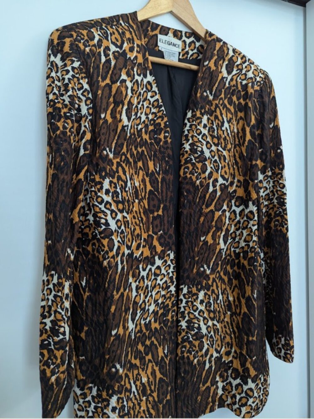 Silk 6 Leopard Jacket Animal Print 80s Crinkled Oversized Mob Wife Elegance - Picture 11 of 16